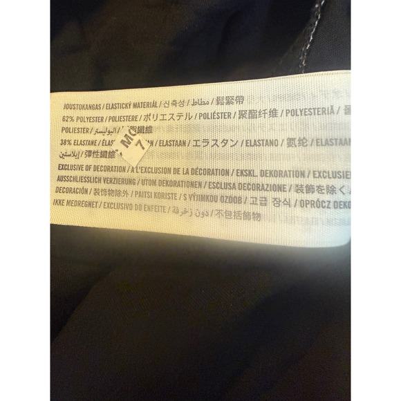 Abercrombie Fitch Black Floral Smocked Back Mini Dress Tie Sleeve boho Y2K fairy - Picture 6 of 6